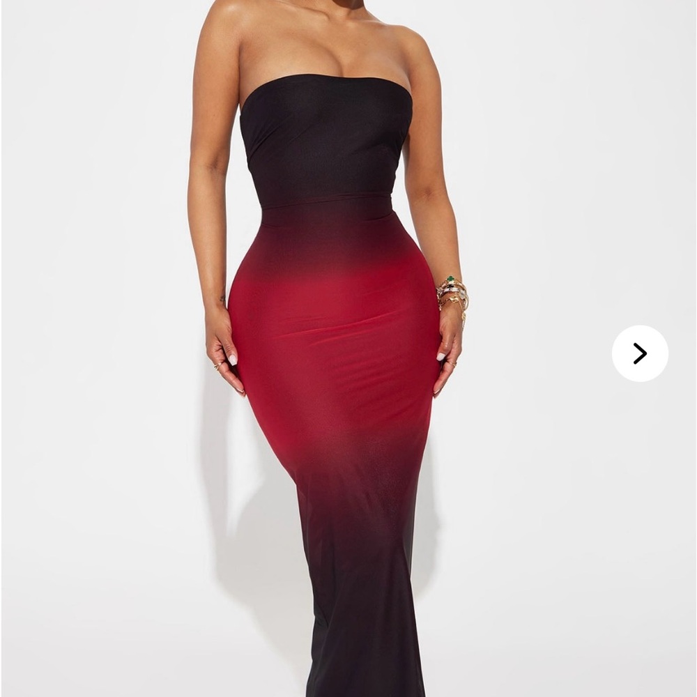 Beautiful Strapless Red and Black Ombre Dress
